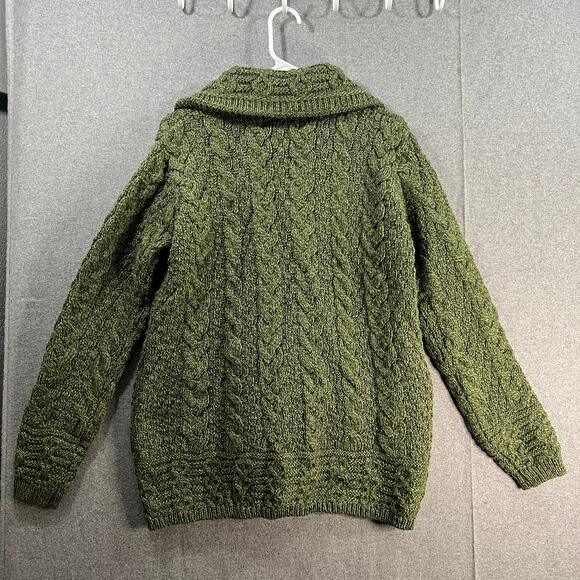 Aran Craft Merino Wool Zip-Front Cardigan with Pockets Meadow Smeen Size Medium - Picture 2 of 7